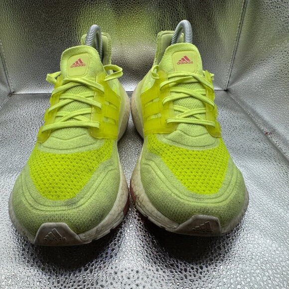 Size 6.5 Adidas Ultraboost 21 Vibrant White Yellow Womens Comfort Running Shoes - Picture 3 of 10
